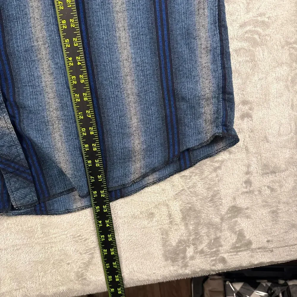 Wrangler Blue Plaid Striped Flannel Peral Snap Long-sleeve Shirt Size XXL - Picture 6 of 6